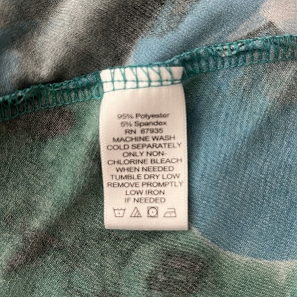 Susan Graver Shirt Womens Small Blue Green Layered Ruffle Blouse Colorful Casual - Picture 8 of 8